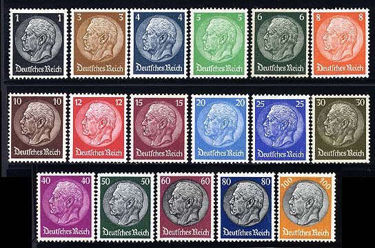 Design in Deutschland 1933–45 GE 415-31 1933-4 von Hindenburg: Allstamp.net